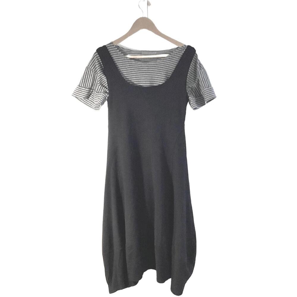 Gilmour Black Pinafore Dress Med Weight Rayon Cotton Spandex. Soft and Cozy Med